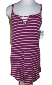 Jenni pajamas Womens Small Short Night Gown plum stripe spaghetti straps New - Picture 1 of 6