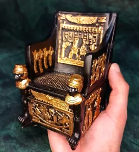 Black Throne Statue King Tutankhamun Replica Magnificent Egypt Ceremonial Chai - Picture 1 of 9
