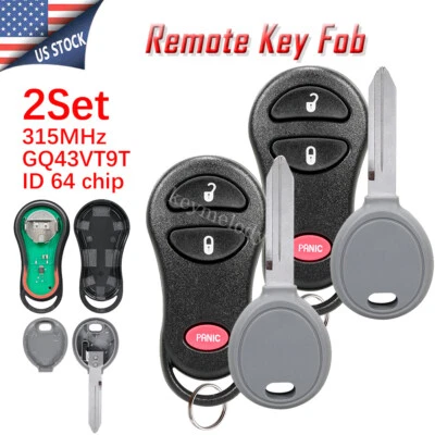 2 For 1999 2000 2001 2002 2003 2004 Jeep Grand Cherokee Remote Fob Ignition Key - Image 1 of 4