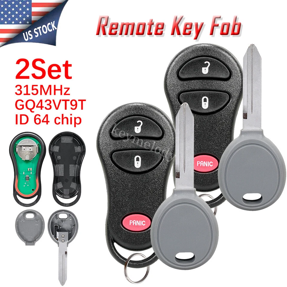 2 For 1999 2000 2001 2002 2003 2004 Jeep Grand Cherokee Remote Fob Ignition Key - Image 1 of 4