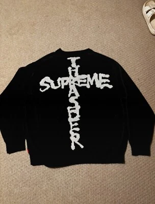 Supreme x Thrasher Knit Sweater – Black – Size Small standout piece streetwear - Image 1 of 2