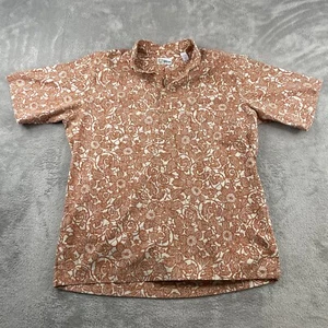 Vintage Reyn Spooner Hawaiian Polo Shirt Brown Aloha Floral Men's Large - Picture 1 of 12