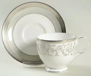 NORITAKE SUMMIT PLATINUM 7oz Cup & Saucer Set Brand New First Quality MINT - Picture 1 of 4