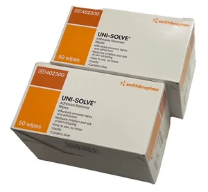 Lote de 2 Toallitas Removedoras Adhesivas Smith & Nephew Uni-Solve Caja Total de 100 Piezas - Imagen 1 de 2