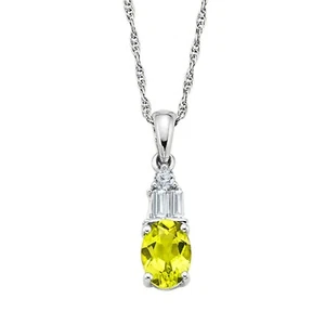 Peridot & Lab-Created White Sapphire Sterling Silver Pendant Mothers Day Gift - Picture 1 of 1