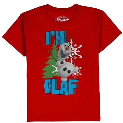 Disney Frozen I'm Olaf Big Boy's Red Graphic Print T-Shirt - NWT - Image 1 of 4