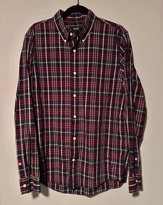 Camisa Jack Spade Para Hombre Grande Roja Blanca Azul A Cuadros Manga Larga Con Botones Foto 1 de 4