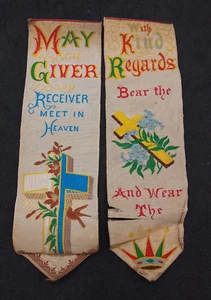2 Victorian Silk Bookmarks Stevengraph T Stevens, Religious, Christian Book Mark - Picture 1 of 10