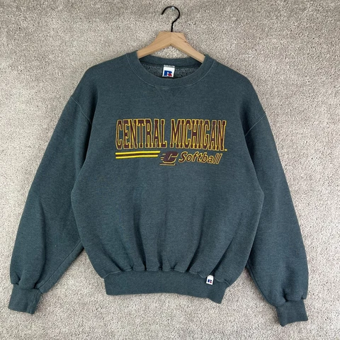 VINTAGE Central Michigan Chippewas Sweatshirt Medium Crewneck Russell Athletic Cover