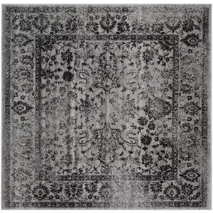 SAFAVIEH Area Rug 6'x6' Square Border Distressed Floral Adirondack Grey Black - Picture 1 of 10
