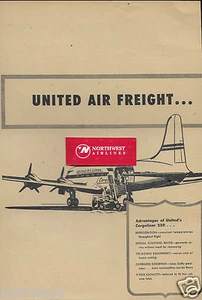 UNITED AIR LINES 1946 LUFTFRACHT CARGOLINER 230'S 2 PG AD & ROUTE MAP - Bild 1 von 3