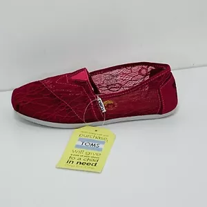 NWT TOMS Classic Lace Rope Alpargata RASPBERRY Women's SZ 5 - Picture 1 of 7