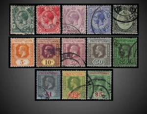 1912 - 1918 ASENTAMIENTOS DEL ESTRECHO REY GEORGE V USADO + DOS COMO NUEVO - Imagen 1 de 1