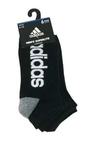 adidas Mens 6 Pair Superlite Aeroready Low Cut Socks - Black White Logo - Picture 1 of 2