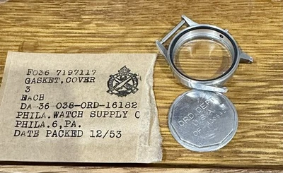 3 juntas de reloj NOS Elgin WW2 ORD - se adapta a estuche Star más otros - en paquete original Foto 1 de 2