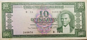 1930 10 LIRA TURKISH BANKNOTE MUSTAFA KEMAL ATATURK CURRENCY B SERIES! - Picture 1 of 3