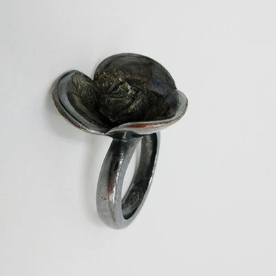CHANEL Ring Camellia Flower Size US5.75 to 6 Silver Tone Metal Pre Owned - Image 1 of 4