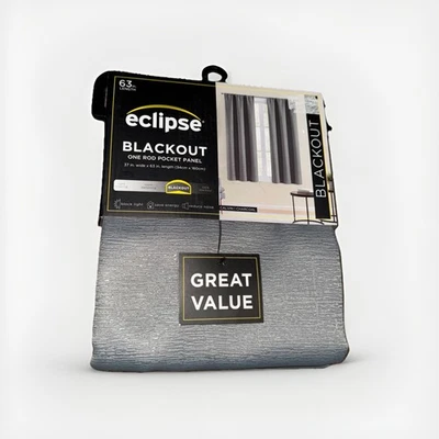 ECLIPSE Absolute Zero 100% Blackout Curtains 2 Rod Pocket Panels Smoke Grey 63" - Image 1 of 3