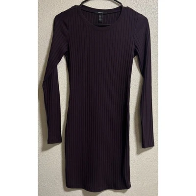 Forever 21 Women’s Size S Dress Bodycon Ribbed Long Sleeve Purple Cut Out Grunge - Image 1 of 4