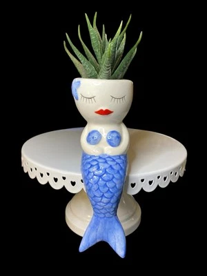 Mermaid Shelf Sitter Plant Pot  Statue Figurine Nautical Beach Home Decor-READ - Image 1 of 4