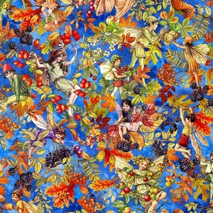 Michael Miller - Flower Fairies Of The Autumn - Very Berry Fairy - Royal, BTY - Picture 1 of 5