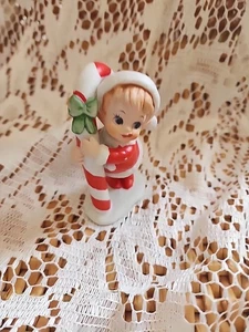 Vintage Weihnachtselfe hält Zuckerstange Porzellan - Bild 1 von 14