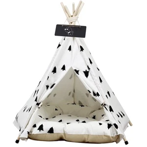 Pet Teepee with Cushion for Dogs and Cats Puppies House with Bed Pet Tent Bed... - Picture 1 of 7