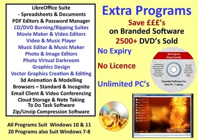 CD DVD Burning Burner Software Win 7-11 Copy Backup Ripping Ripper 30 PROGRAMS - Image 1 of 4