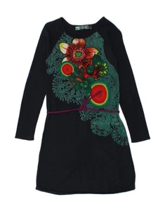 DESIGUAL Girls Graphic Jumper Dress 11-12 Years Navy Blue Floral Cotton BU04 - Picture 1 of 3