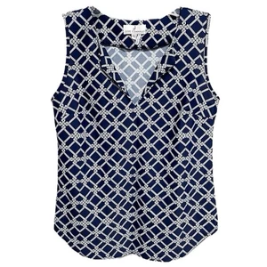 Camiseta sin mangas Jude Connally Preppy Jenna nudo náutico talla XS azul costera dinero antiguo - Imagen 1 de 3