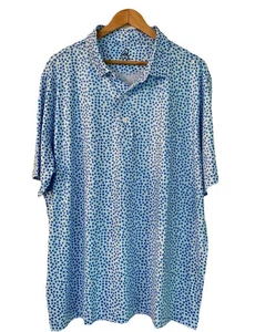 Deolax Polo Shirt Mens Size XXL Small Blue Floral Print Casual Golf Performance - Picture 1 of 13