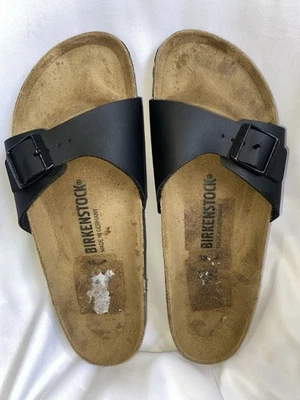 Birkenstock 马德里凉鞋 皮革 黑色 EU 41 上好 — 第 1/4 张图片