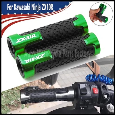 Green 7/8"Rubber Handlebar Grip Throttle Grip For Kawasaki Ninja ZX10R 2004-2025 Foto 1 de 4