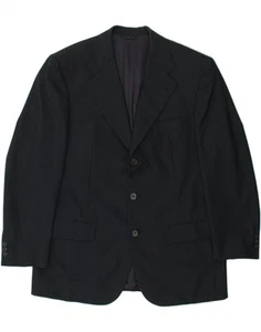 BURBERRYS Mens 3 Button Blazer Jacket IT 50 Large Navy Blue Check Wool HB06 - Picture 1 of 4