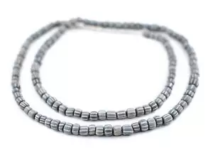 Perline di uva spina grigio Java 5 mm vetro cilindro indonesiano 25 pollici fila - Foto 1 di 3