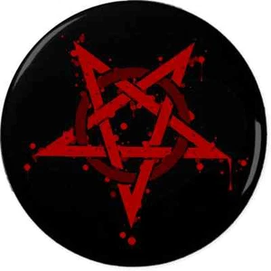 Pentagram Pin-Back Button Pin 6 Sizes Satan Satanic Baphomet Black Death Metal - Picture 1 of 2