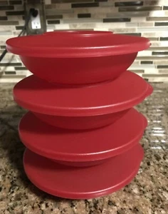 Tupperware Impressionen Salat-/Müslischüsseln ~ 4er Set ~ rot ~ Neu!! - Bild 1 von 12