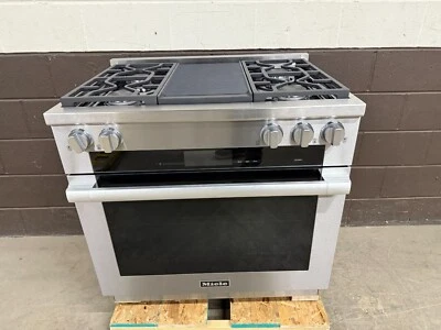 Miele HR 1935G - 36 英寸双燃料范围烤箱 4 燃烧器 + 烤架 M-Touch 不锈钢 — 第 1/4 张图片