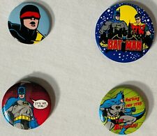 VINTAGE DC COMICS BATMAN 1980 PIN LOT FOUR BACK BUTTON PINS NICE! RARE!!