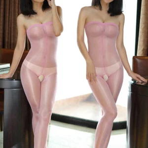 Women Ultra Sheer Shiny Glossy Tights Pantyhose Crotchless Bodystocking Lingerie - Picture 1 of 18