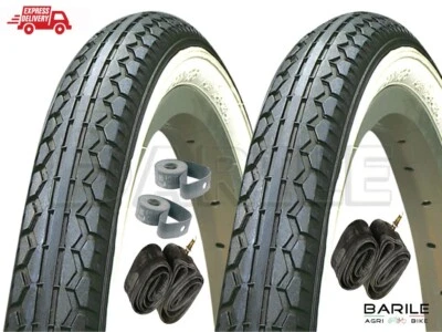 2 Copertone + 2 Camere + 2 Flap Bici Graziella 20 x 1.75 Bianco / Nero KENDA - Immagine 1 di 3