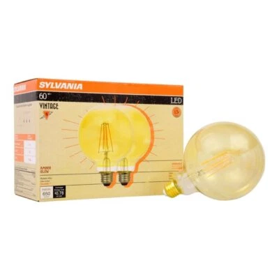 (2 bombillas) Sylvania 40069 LED Vintage G40 Globo, Ámbar Brillo, 60 vatios repuesto Foto 1 de 4