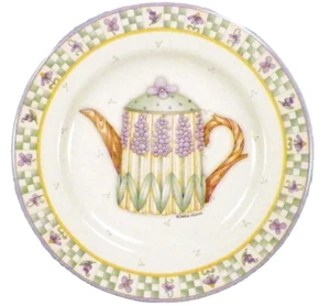 Sakura Oneida Lavender Tea Garden Salad Plate Grape Hyacinth Teapot Debbie Mumm - Picture 1 of 5