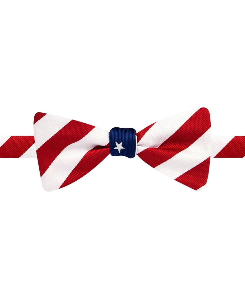 Gravata borboleta ajustável auto-amarrada US$ 124 masculina bandeira vermelha EUA novidade - Imagem 1 de 1