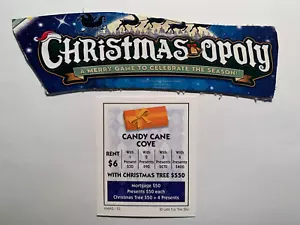 Monopoly Christmas CANDY CANE COVE Title Deed Card GAME REPLACEMENT PIECE - Picture 1 of 3