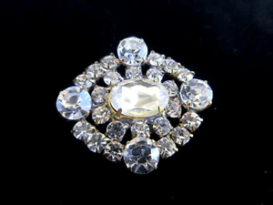 Magnificent Czech Vintage Style Glass Rhinestone Button Crystal Clear - Bild 1 von 3