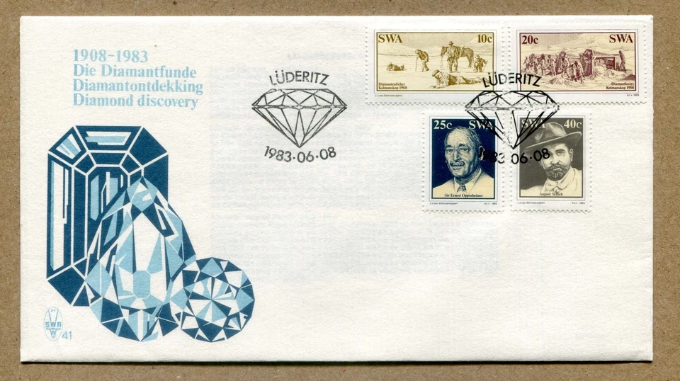 SOUTH WEST AFRICA NAMIBIA Discovery of Diamonds. First Day Cover 1983, 6, 08 FDC - Image 1 of 2