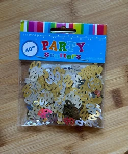 40th METALLIC GOLD PARTY SCATTERS/CONFETTI (BIRTHDAY OR ANNIVERSARY) 14gms - Picture 1 of 1