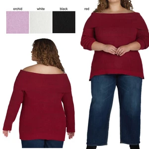 Winter White Cowl Neck/Shoulder Sweater - Plus Size -- NEW -- FREE shipping - Picture 1 of 2