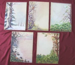 1940s ORIGINAL V.LAZARKEVICH 5pcs WATERCOLOR AQUARELLE CHILD BOOK PAGE DESIGNS - Picture 1 of 12